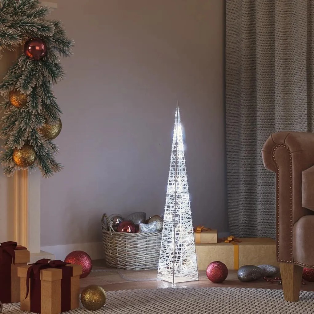 Cone de Iluminação Decorativo c/ LEDs - Acrílico - 60cm - Branco Frio