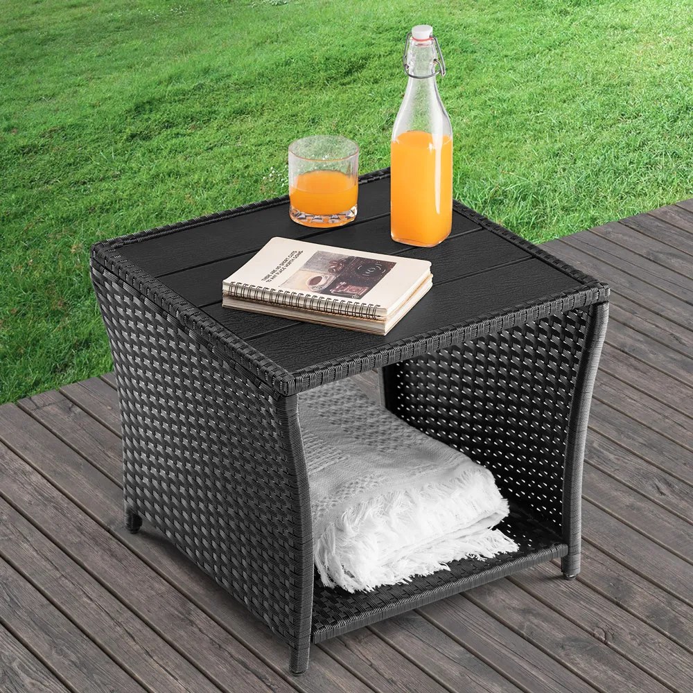 Mesa de apoio Polyrattan Vedis 45x45x40cm Preto