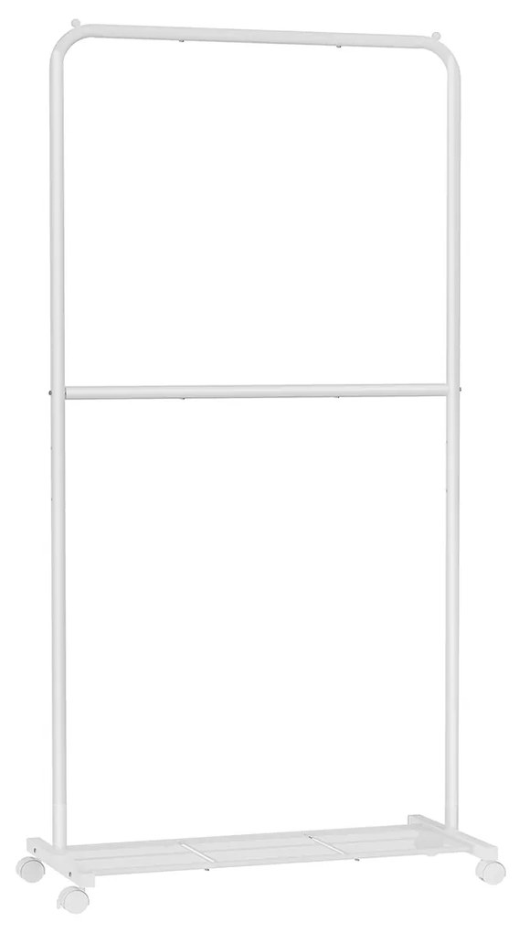 Guarda roupa com rodas 2 hastes 40,5 x 91 x 194 cm branco