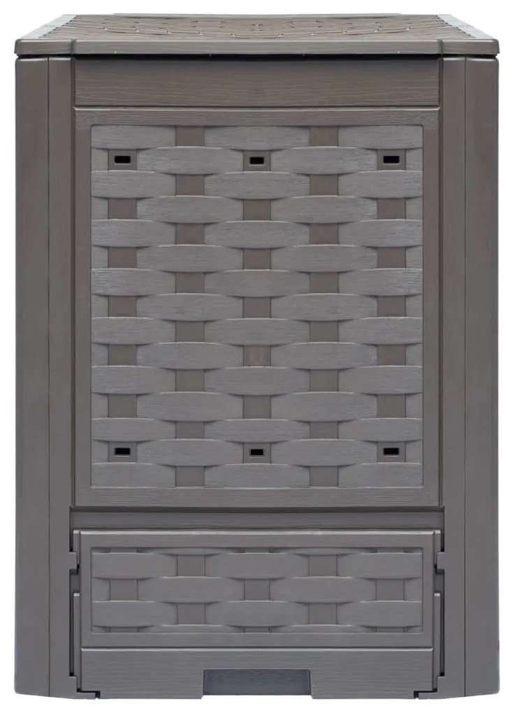 Compostor de jardim 60x60x83 cm 300 L plástico vime castanho