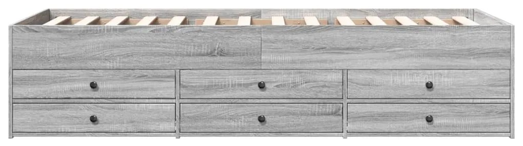 Sofá-cama com gavetas sem colchão 100x200 cm cinzento sonoma