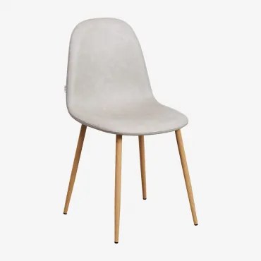 Cadeira De Jantar Glamm Em Couro Sintético Toupeira Claro & Madeira Natural - Sklum