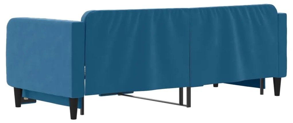 Sofá-cama com gavetão 90x200 cm veludo azul