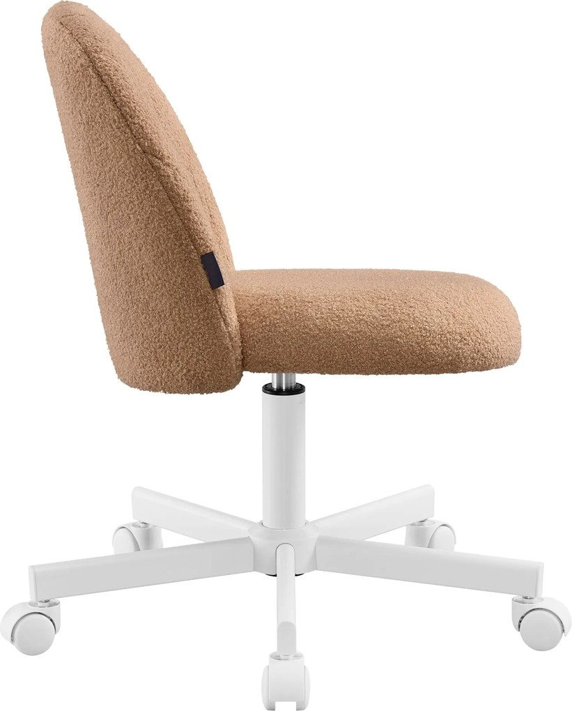 Cadeira de toucador ou cadeira de escritório, revestimento em tecido Teddy Fleece castanho caramelo