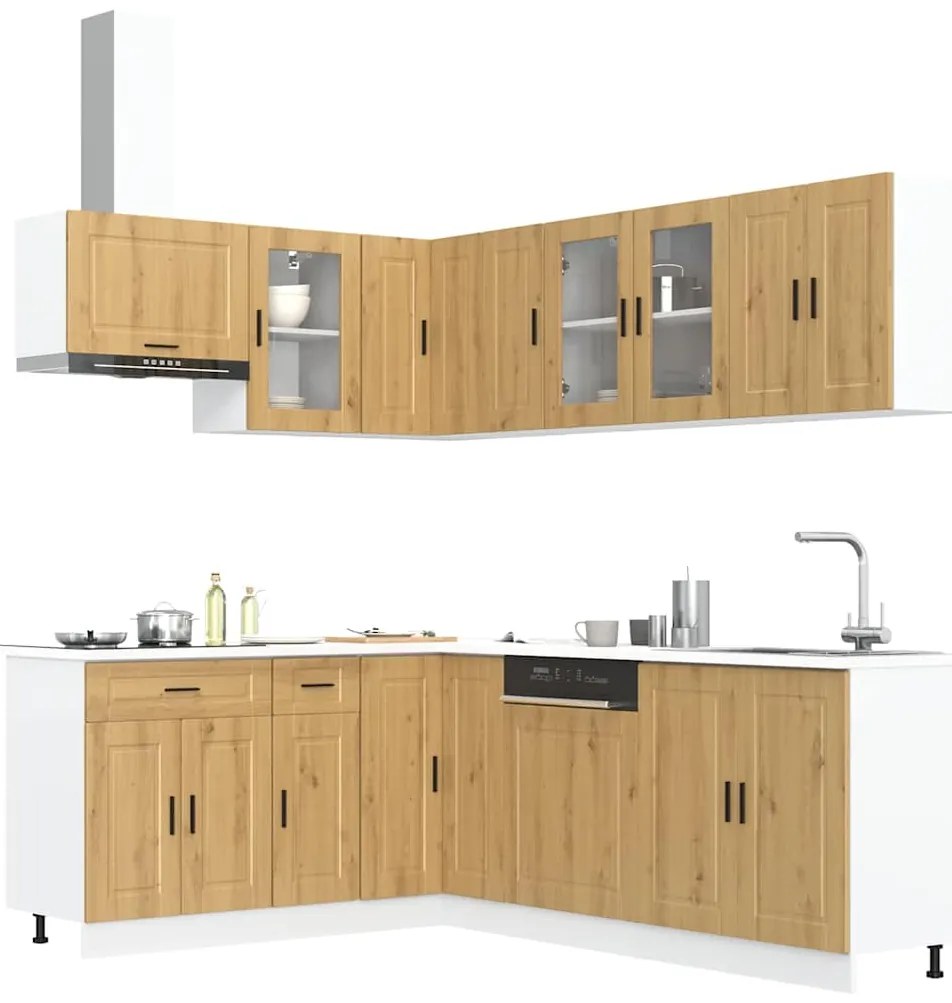 vidaXL 11 peças armário de cozinha conjunto Porto carvalho artisiano