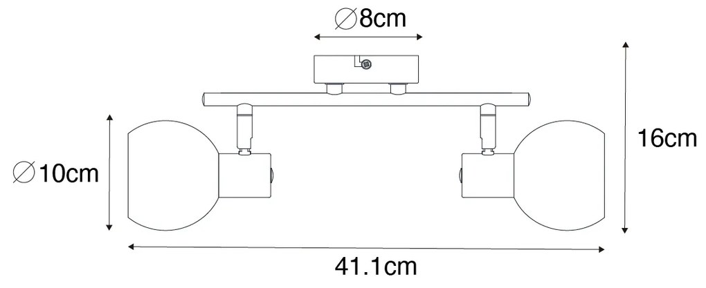 Foco Art Deco dourado com vidro rosa 2 luzes - Vidro