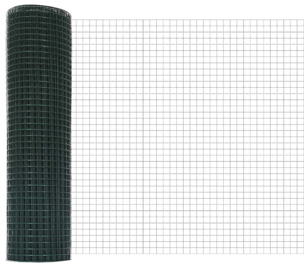 Cerca de Arame Soldado com 11 Postes U Verde 0.6x25 m Aço