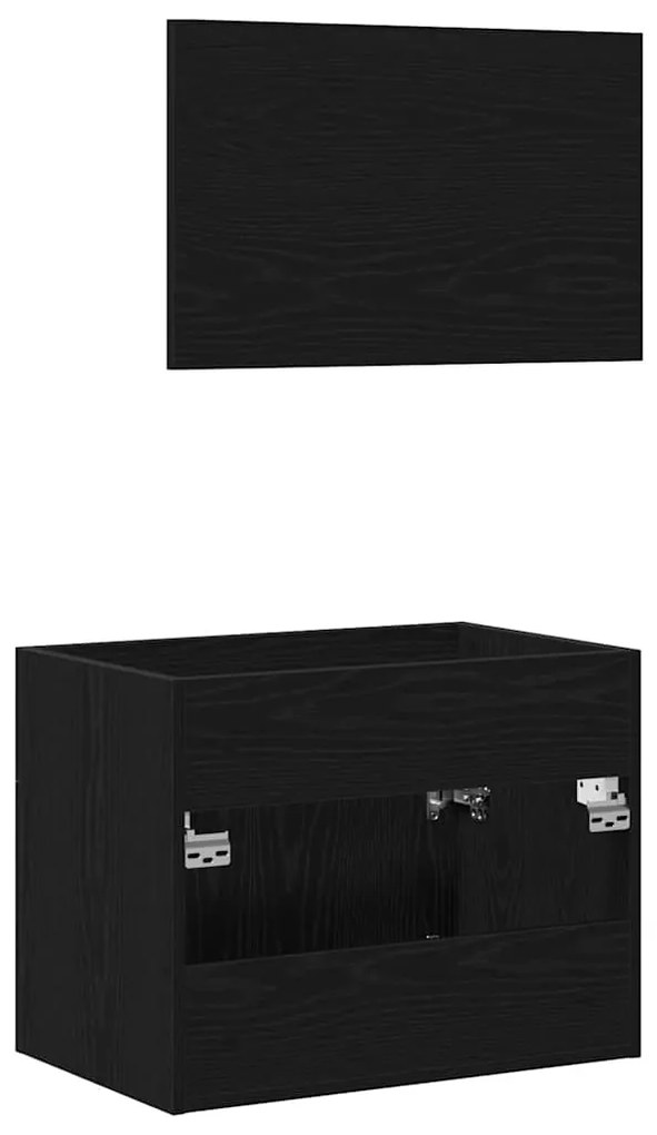 2 pcs conjunto móveis casa de banho carvalho preto