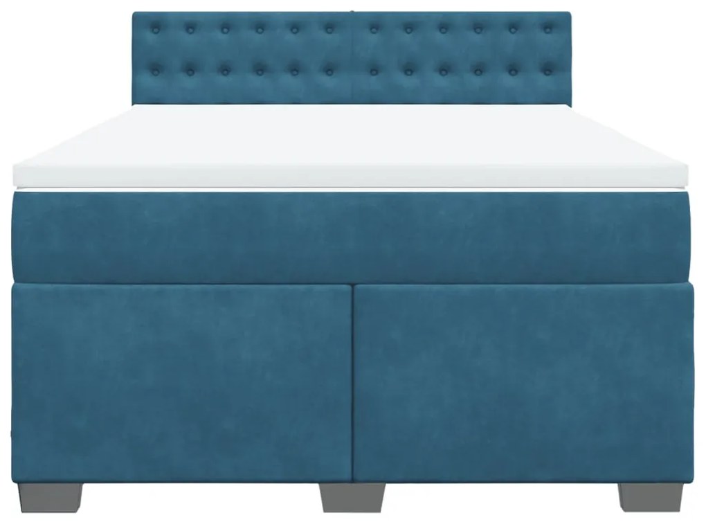Cama com molas/colchão 160x200 cm veludo azul