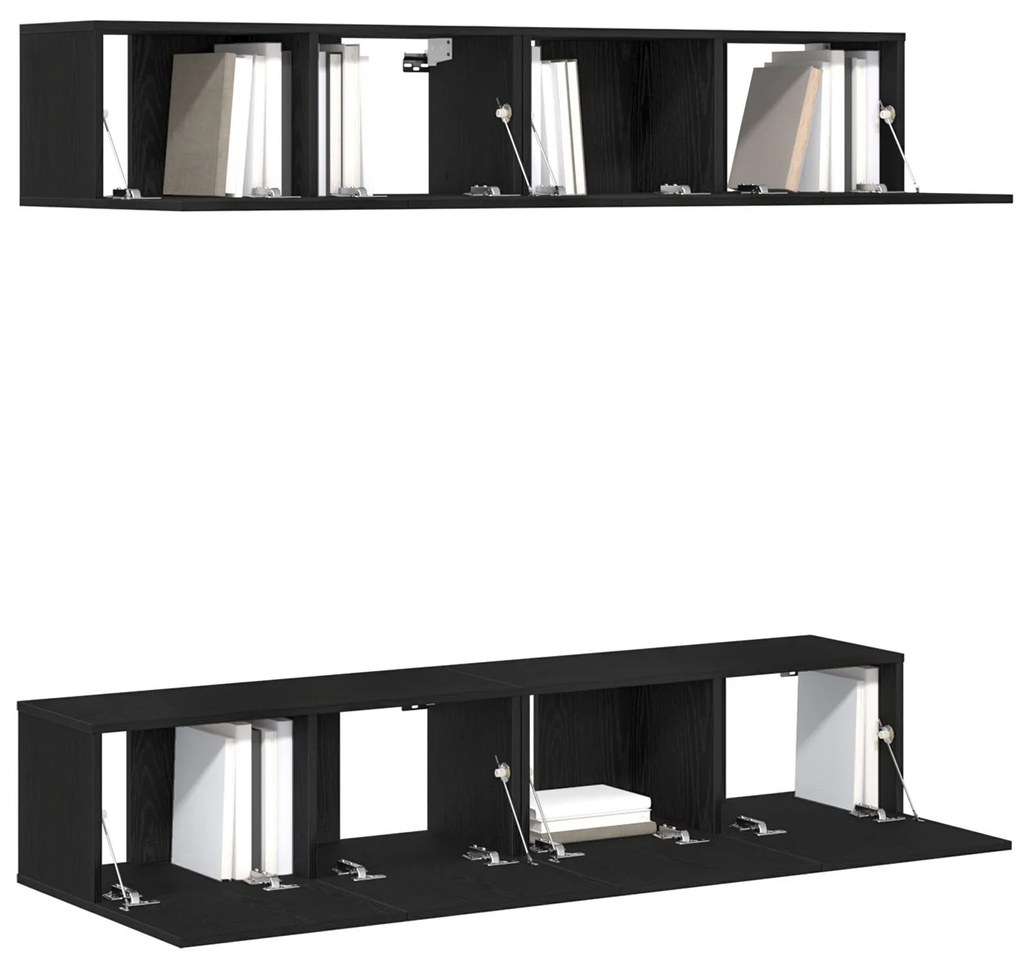 Conjunto de Estante de TV VidaXL com 4 Peças Montado na Parede em Made