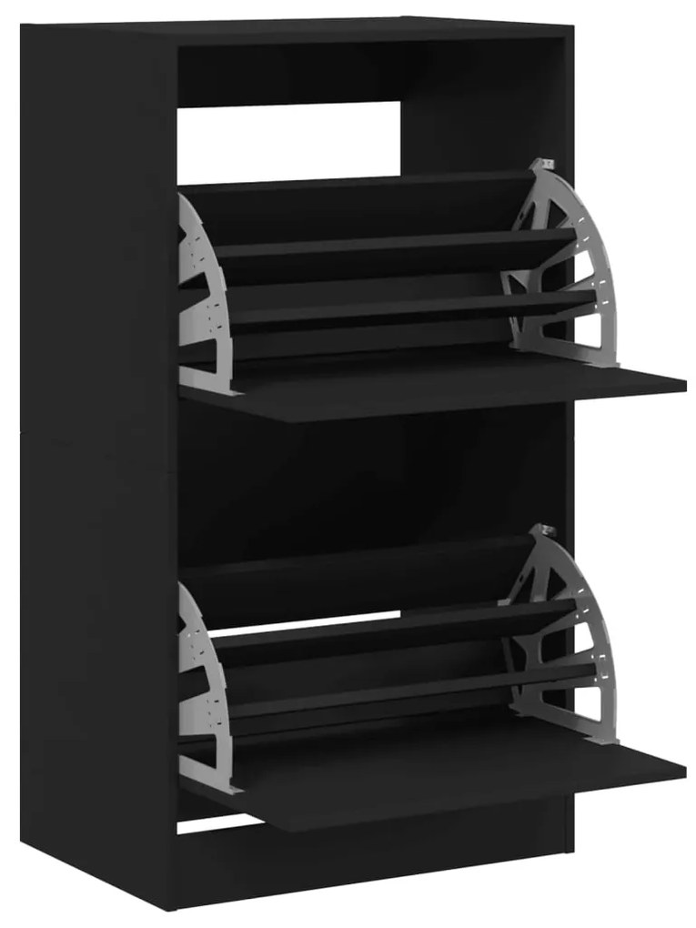 Sapateira c/ 2 gavetas articuladas 60x42x108 cm preto