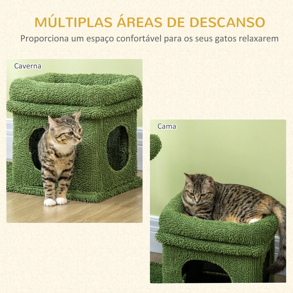 PawHut Árvore Arranhador para Gatos Desenho de Cacto Altura 83cm Torre