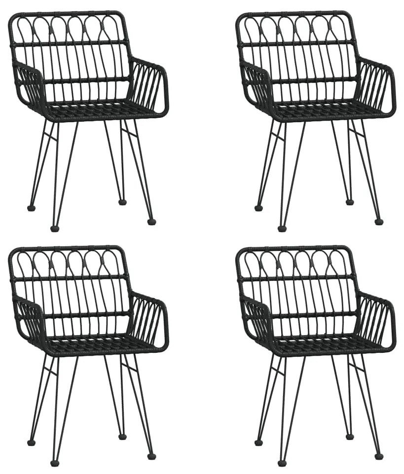 5 pcs conjunto de jantar p/ jardim vime PE preto