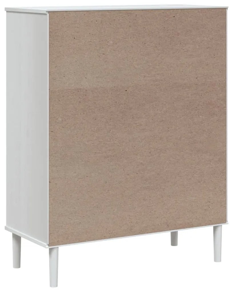 Móvel alto SENJA aspeto vime 90x40x112 cm pinho maciço branco