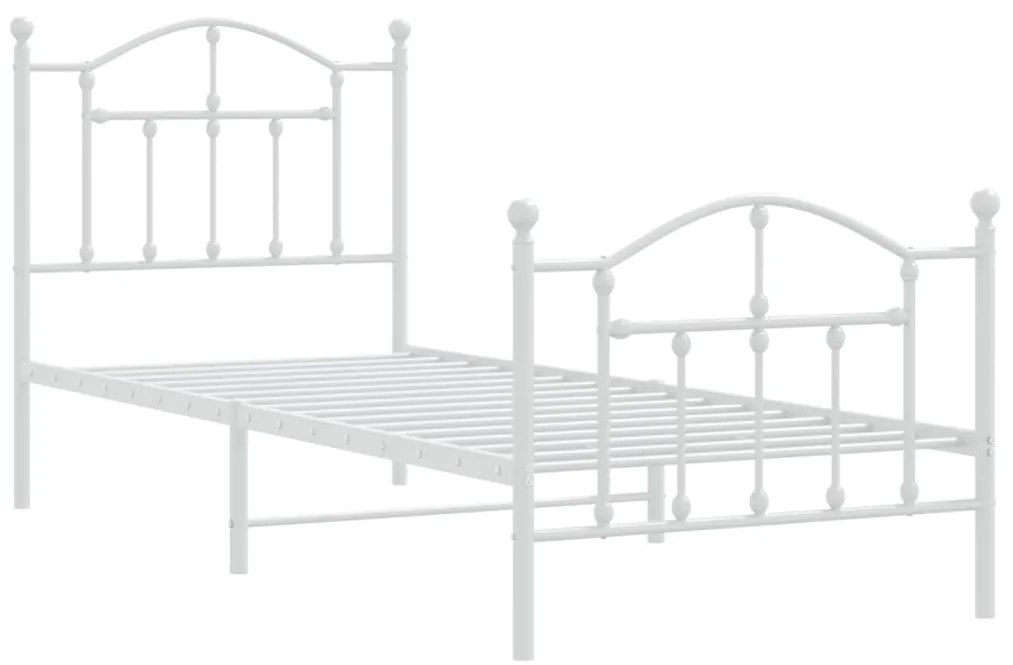 Estrutura de cama com cabeceira e pés 90x200 cm metal branco
