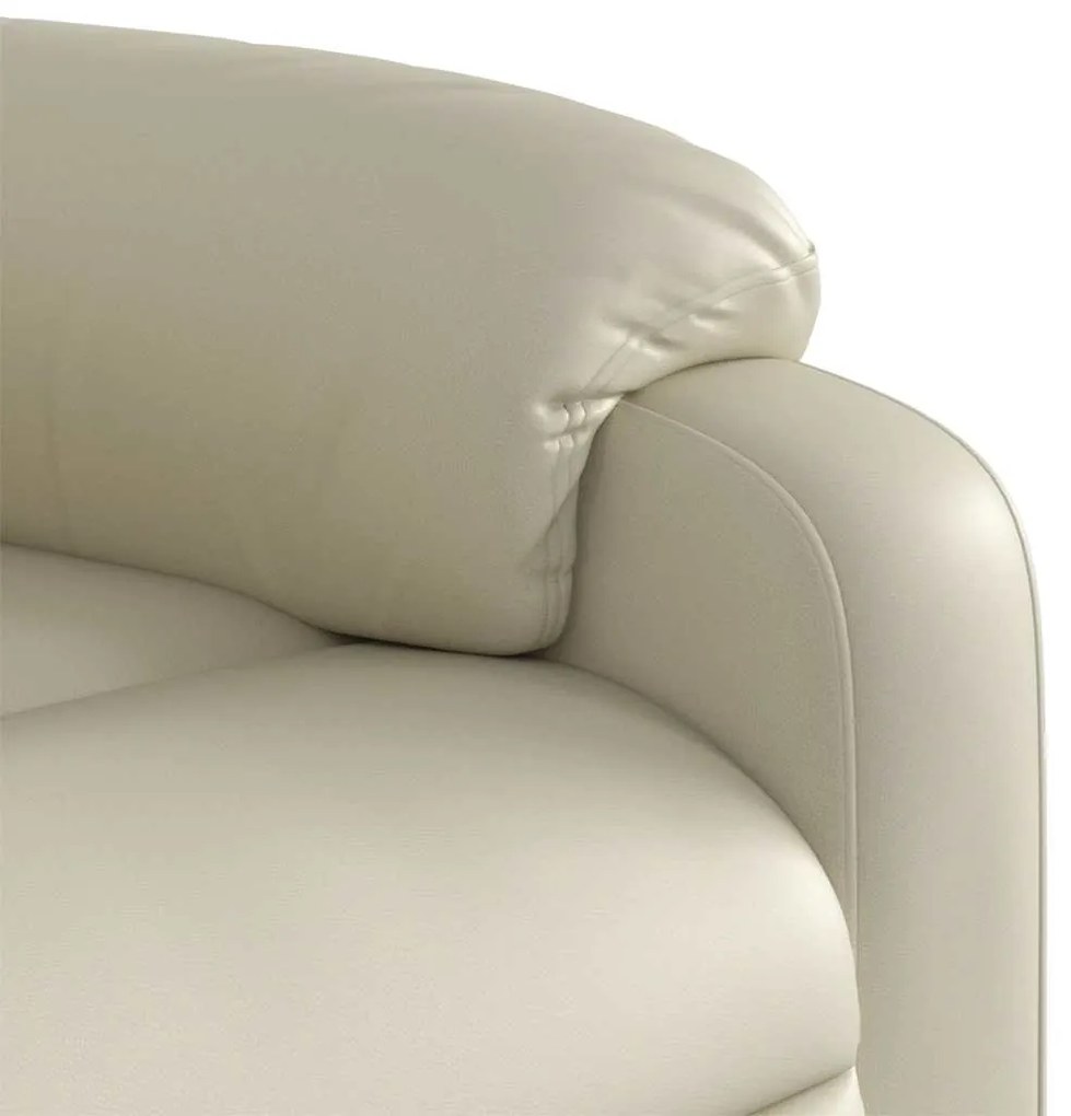 Poltrona massagens reclinável elétrica couro artificial creme