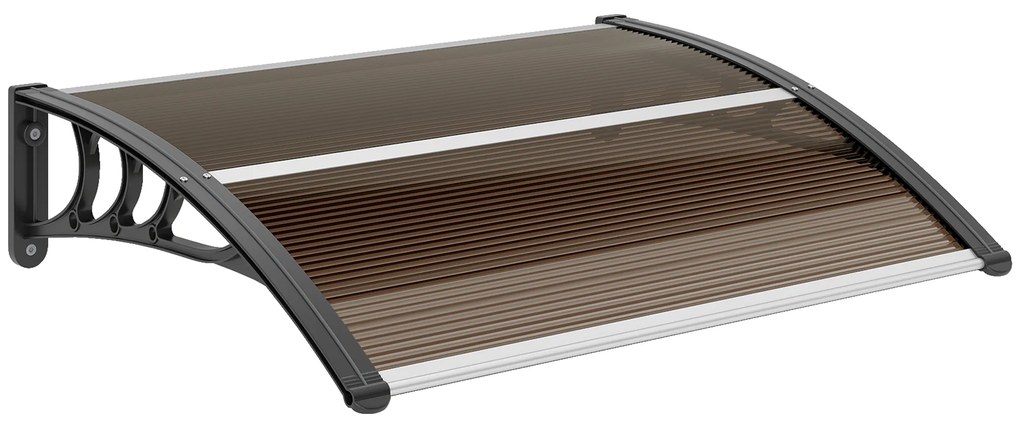 Outsunny Marquise de Proteção 75x100 cm para Portas e Janelas contra Sol e Chuva com Suporte de Liga de Alumínio Marrom e Preto