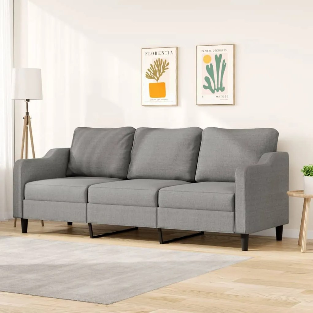 vidaXL Sofá de 3 lugares 210 cm tecido cinza-escuro