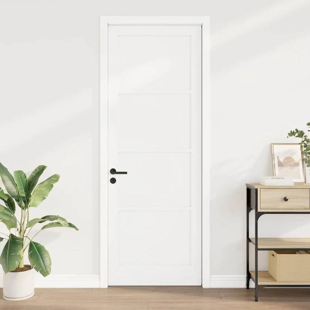 Porta Interior "ORKDAL" Branca 83x232x4 cm de Madeira Sólida de Pinhei