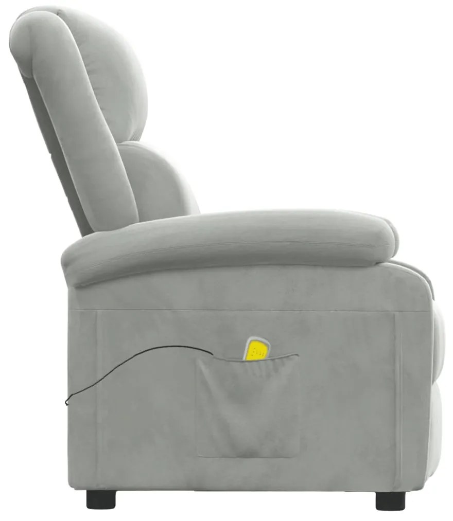 Poltrona de massagens veludo cinzento-claro