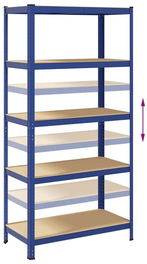 Prateleiras de armazenamento de 5 camadas 2 pcs aço azul