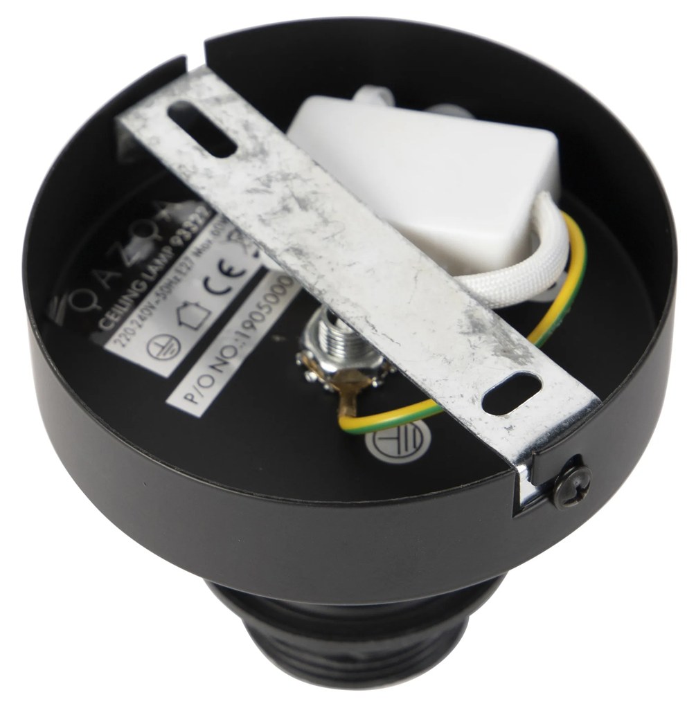 Candeeiro de teto preto mate com abajur branco 45 cm - Combi Moderno
