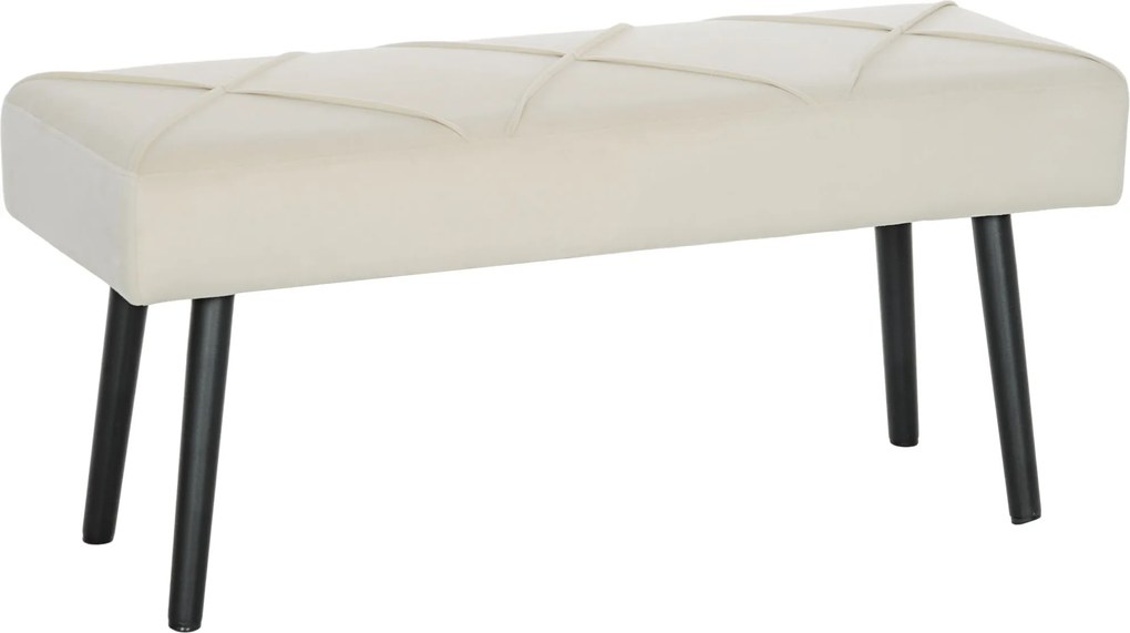 HOMCOM Banco de Pé de Cama Multifuncional e Moderno Banco de Dormitório com Pés de Aço e Assento Acolchoado 100x36x45 cm Creme | Aosom Portugal