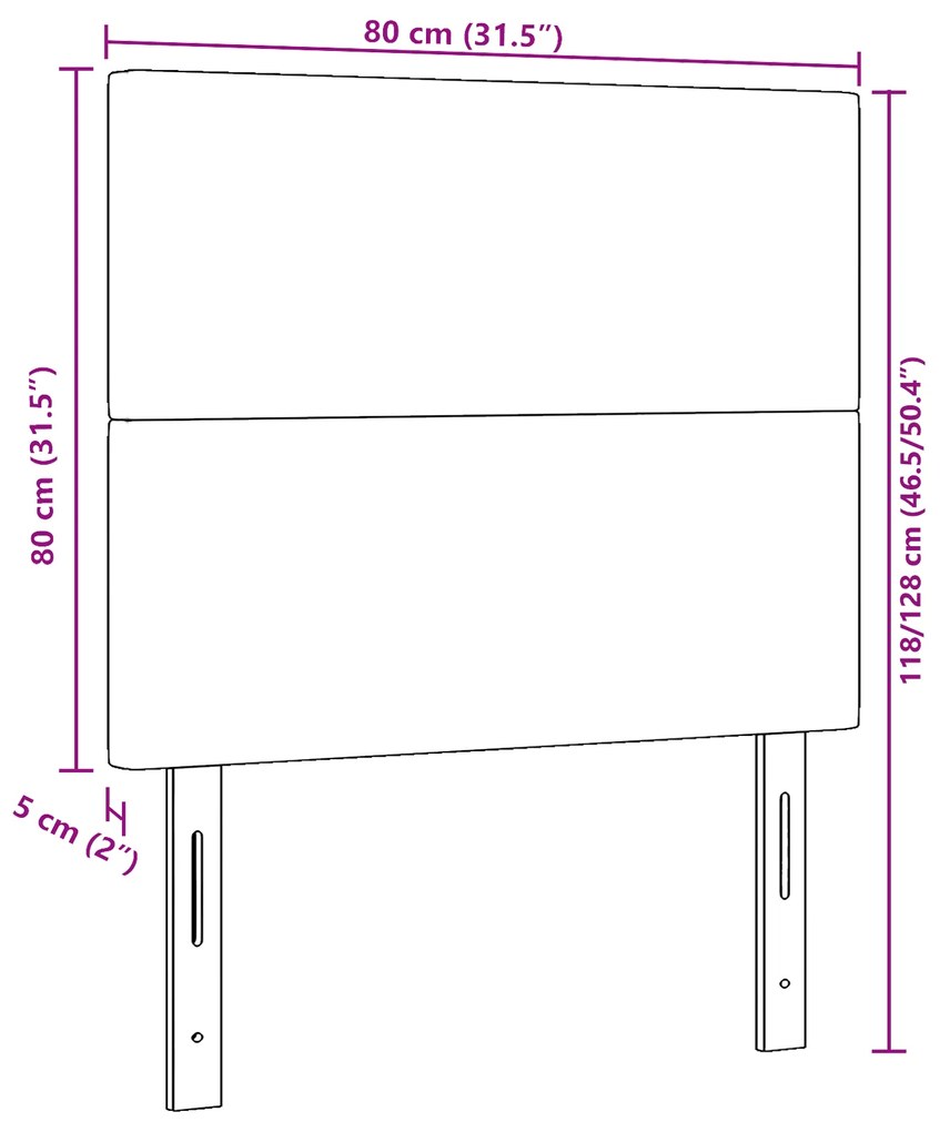 Cabeceira vidaXL Design Simples Creme 80 cm Tecido de Veludo