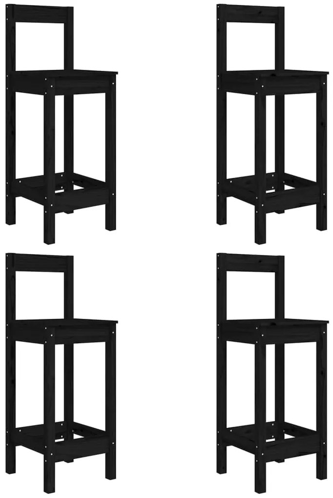 5 pcs conjunto de bar para jardim pinho maciço preto