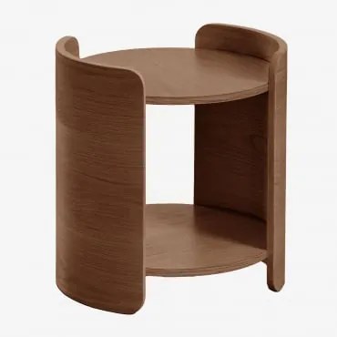 Mesa De Cabeceira Ø45 Cm Em Madeira Adelis Castanho Nogal Oscuro - Sklum