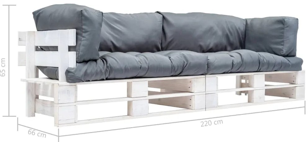 Sofás de paletes p/ jardim 2 pcs almofadões cinzentos pinho