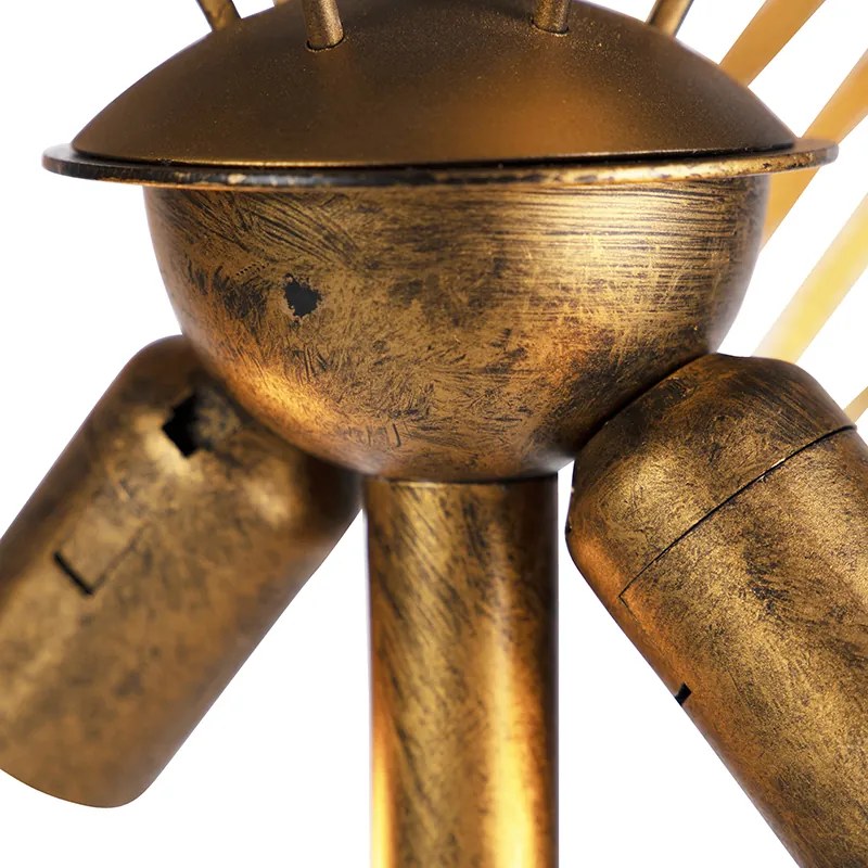 Candeeiro de pé vintage dourado 156 cm 2 luzes - Botanica Retro
