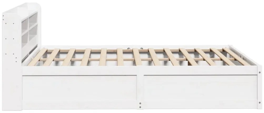 Estrutura de cama com cabeceira 140x200 cm pinho maciço branco