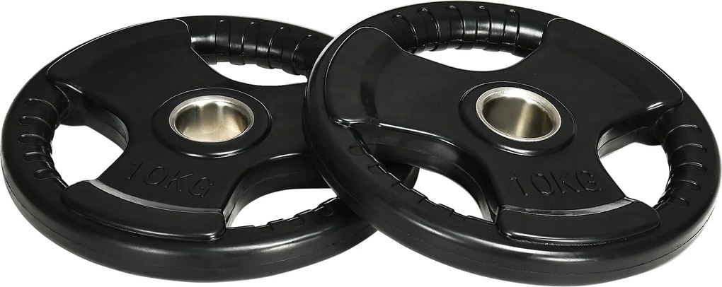SPORTNOW Anilha, conjunto de 2, 10 kg por anilha, três pegas, revestimento em borracha que protege o piso, metal | Aosom Portugal