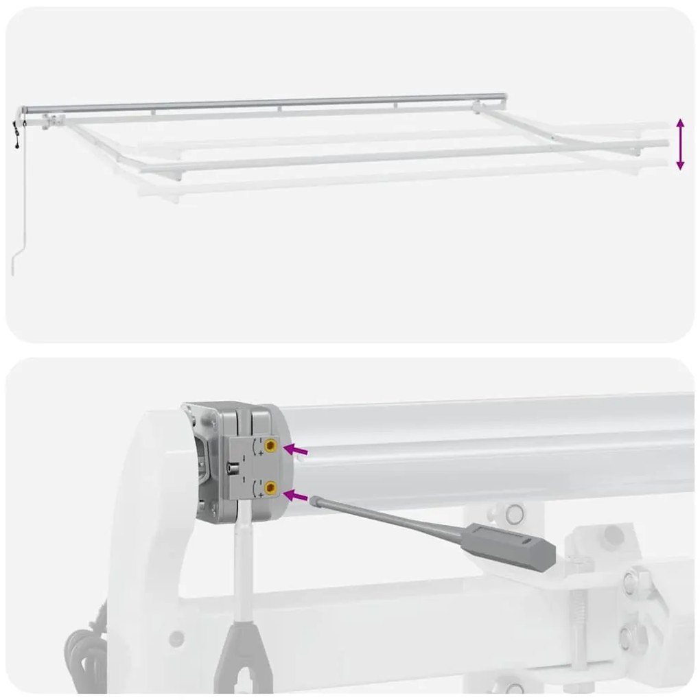 Toldo Retrátil Manual Amarelo e Branco