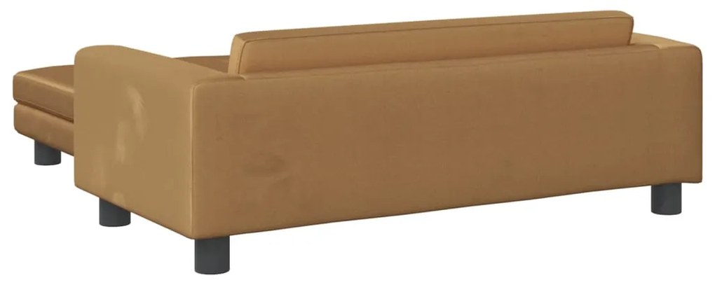 Sofá infantil com apoio de pés 100x50x30 cm veludo castanho