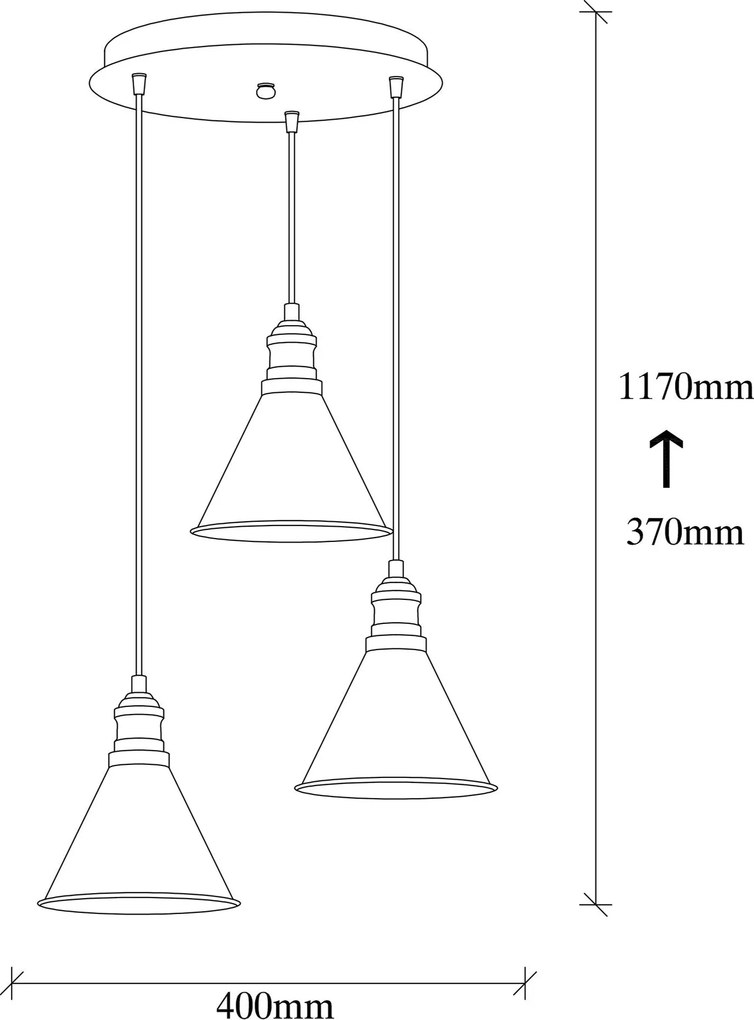 Candeeiro de Teto Berceste – Preto – Diâmetro 40 cm x Altura 117 cm