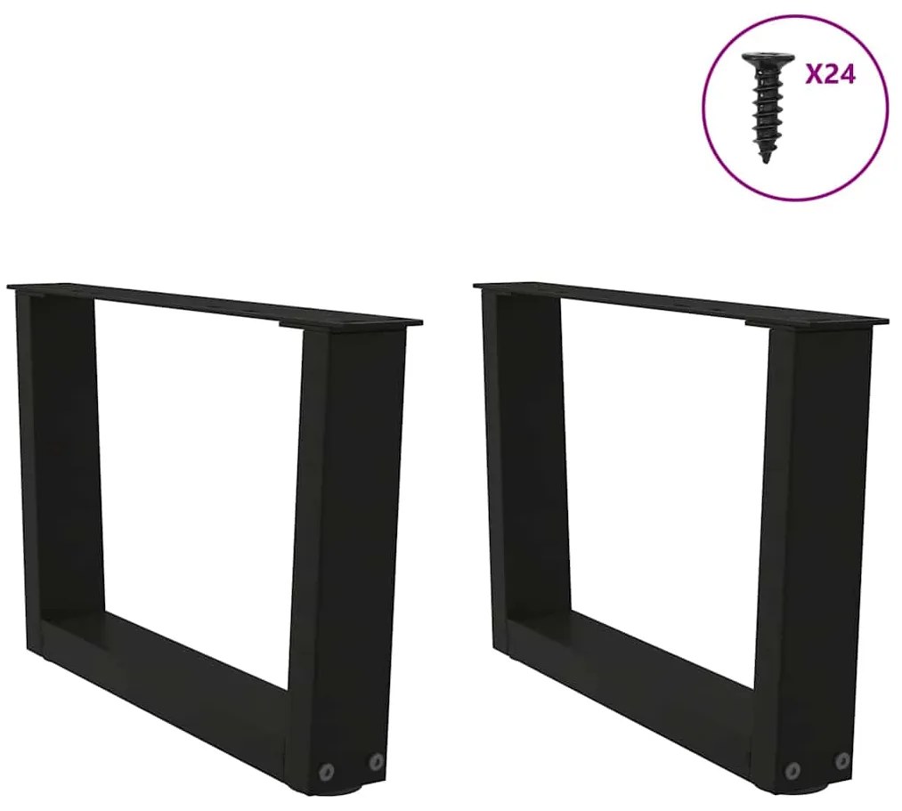 Pés para mesa de centro em V 2 peças preto 50x(30-31,3) cm aço