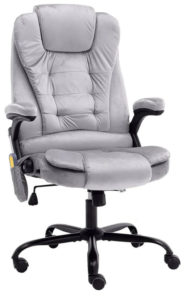 vidaXL Cadeira escritório c/ função de massagem veludo cinzento-claro