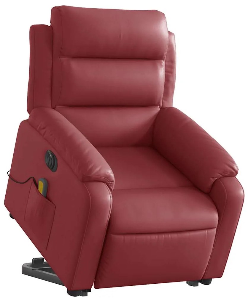 Poltrona reclin. elevatória elétrica couro artif vermelho-tinto