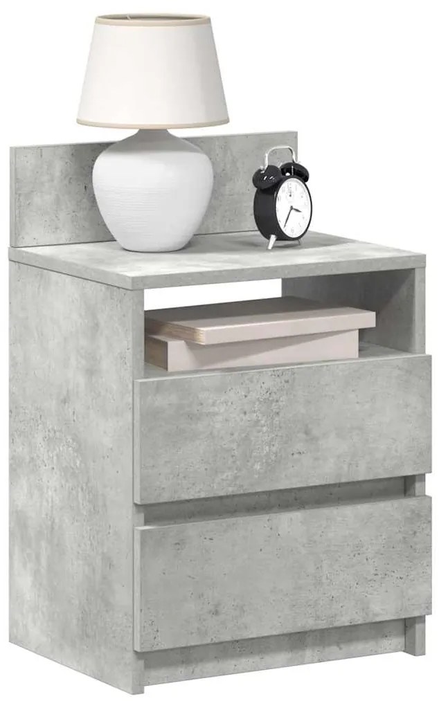 Mesa de cabeceira com 2 gavetas 40x33x60 cm cinzento cimento