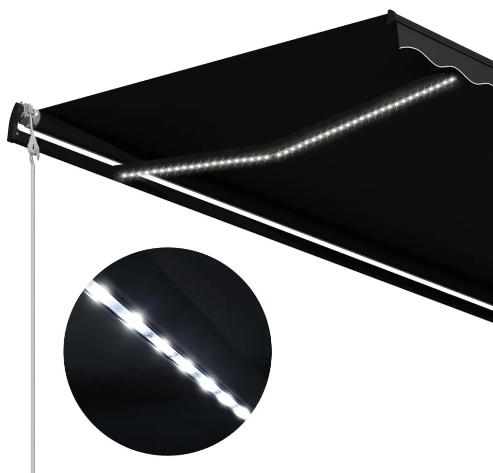 Toldo retrátil c/ sensor vento e LED 450x300 cm antracite