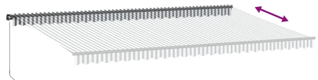 Toldo retrátil manual com luzes LEDs 600x350cm antracite/branco