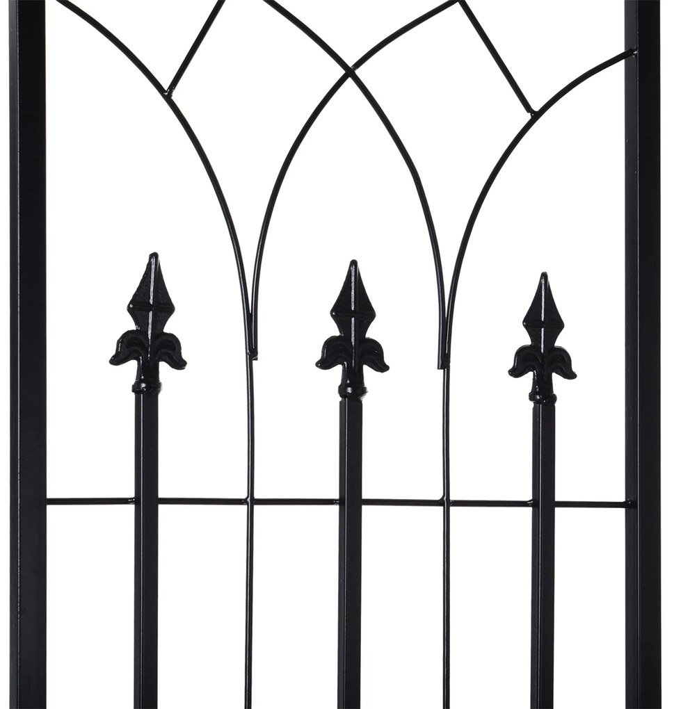 Outsunny Arco de jardim com porta de treliça de metal com fechadura para plantas trepadeiras Jardim Casamento Pátio 131x49x212 cm Cor Preto fosco
