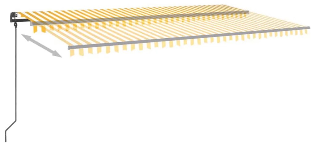 Toldo retrátil manual com LED 6x3,5 m amarelo e branco