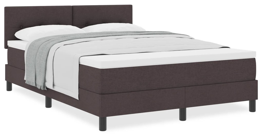 Cama Box Spring com Colchão Marrom Escuro 160x200 cm Tecido