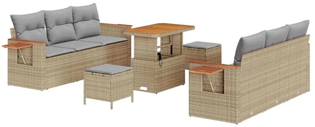 Conjunto de Sofá de Jardim vidaXL com Almofadas Bege