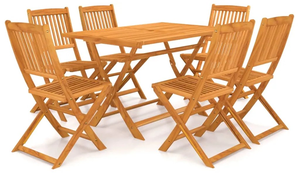 vidaXL 7 pcs conjunto jantar dobrável p/ jardim madeira acácia maciça