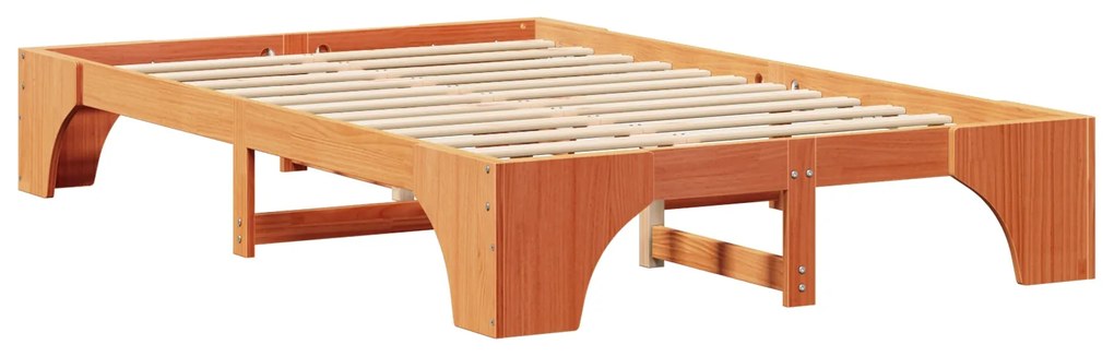 Cama de Madeira Castanho Encerado Madeira maciça 140 x 190 cm
