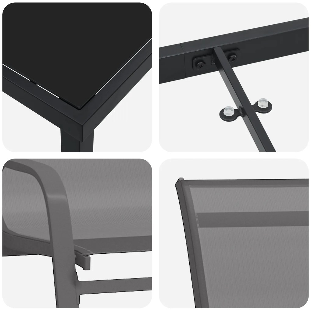Conjunto de Jantar para Jardim vidaXL de 7 Peças Cinza Textilene e Aço